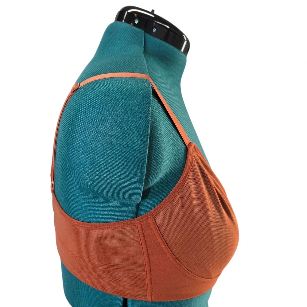 Knix Wireless Bra Rust Orange Mesh Triangle Cups Adjustable Straps XL‎